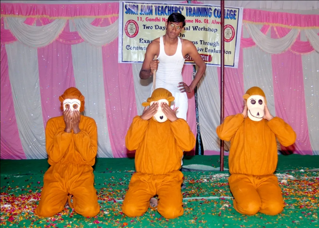 Students performing a skit at a national workshop hosted at Shri Jain Teachers' Training College