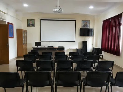 Audio-visual and educational technology laboratory — projector and display screen