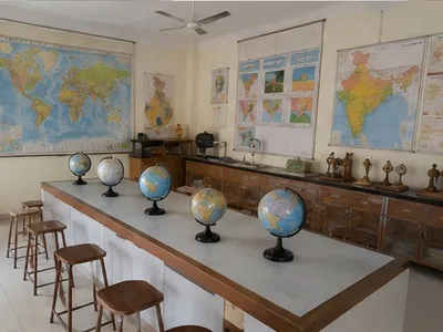 Geography laboratory — globes, maps and teaching aids